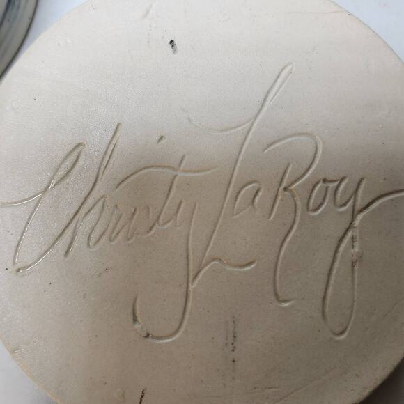 Studio Pottery Butter Dish Artist Signed Black Swirl Ceramic Modern Decor - Picture 3 of 9